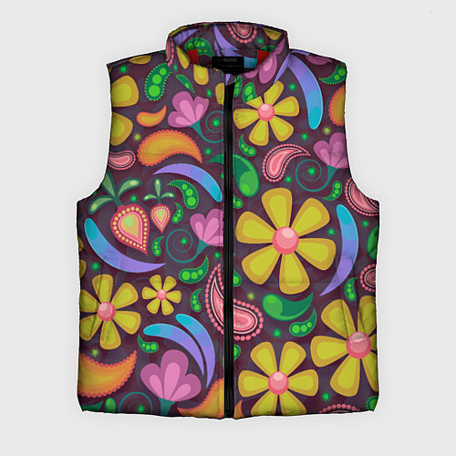 Мужской жилет Летние цветы узор на темном / 3D-Красный – фото 1