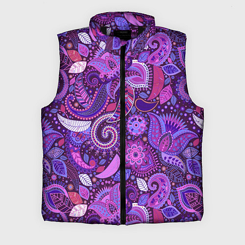 Мужской жилет Фиолетовый этнический дудлинг / 3D-Черный – фото 1