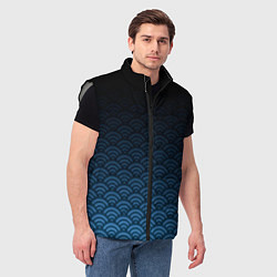 Мужской жилет Узор круги темный синий, цвет: 3D-светло-серый — фото 2