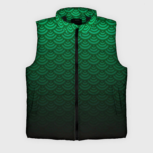 Мужской жилет Узор зеленая чешуя дракон / 3D-Черный – фото 1