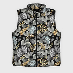 Мужской жилет Серебряные листочки, цвет: 3D-черный