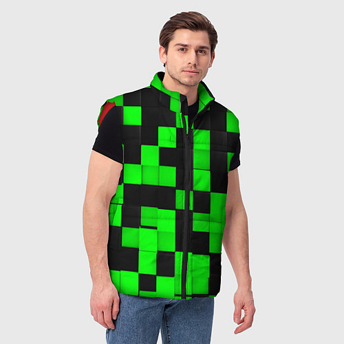 Мужской жилет ЗЕЛЕНЫЕ КУБИКИ / 3D-Красный – фото 3
