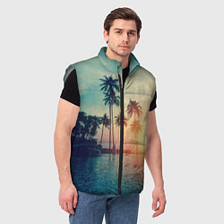 Мужской жилет Пальмы, цвет: 3D-светло-серый — фото 2