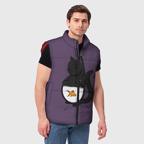 Мужской жилет Довольный кот / 3D-Красный – фото 3