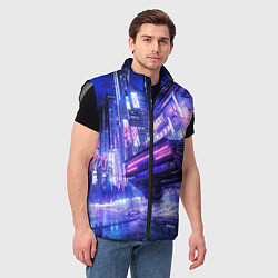 Мужской жилет Cyberpunk city, цвет: 3D-светло-серый — фото 2