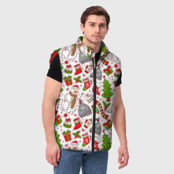 Мужской жилет Новогодний фон, цвет: 3D-красный — фото 2