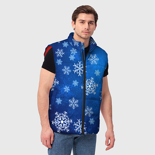 Мужской жилет Новый Год Снежинки / 3D-Красный – фото 3
