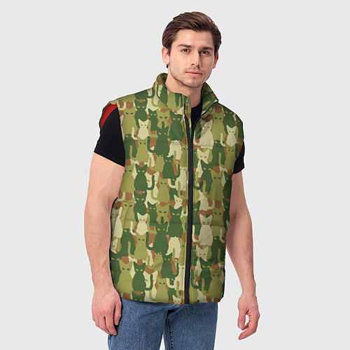 Мужской жилет Камуфляж из котов / 3D-Красный – фото 3