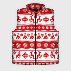 Мужской жилет Новый Год Олени и снежинки, цвет: 3D-черный