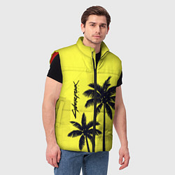Мужской жилет Cyberpunk 2077 - Пальмы, цвет: 3D-красный — фото 2