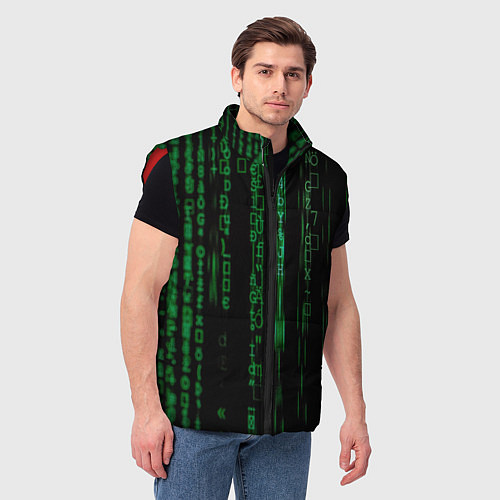 Мужской жилет Матрица букв и чисел / 3D-Красный – фото 3
