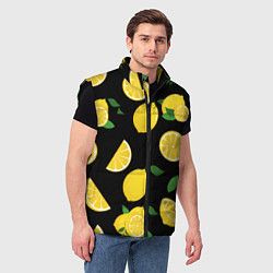 Мужской жилет Лимоны на чёрном, цвет: 3D-черный — фото 2