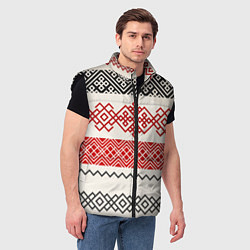 Мужской жилет Славянский узор красно-черный, цвет: 3D-черный — фото 2