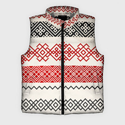 Мужской жилет Славянский узор красно-черный, цвет: 3D-светло-серый