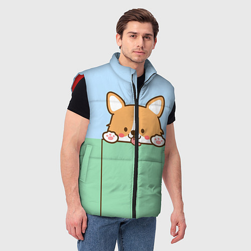 Мужской жилет Милый Корги / 3D-Красный – фото 3