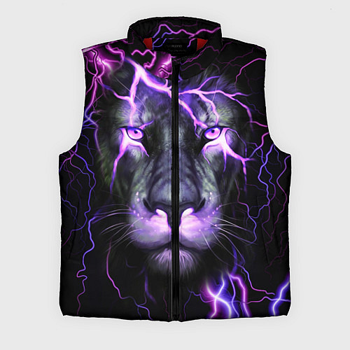 Мужской жилет НЕОНОВЫЙ ЛЕВ NEON LION / 3D-Красный – фото 1