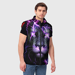 Мужской жилет НЕОНОВЫЙ ЛЕВ NEON LION, цвет: 3D-красный — фото 2