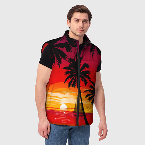 Мужской жилет Гавайский закат / 3D-Красный – фото 3