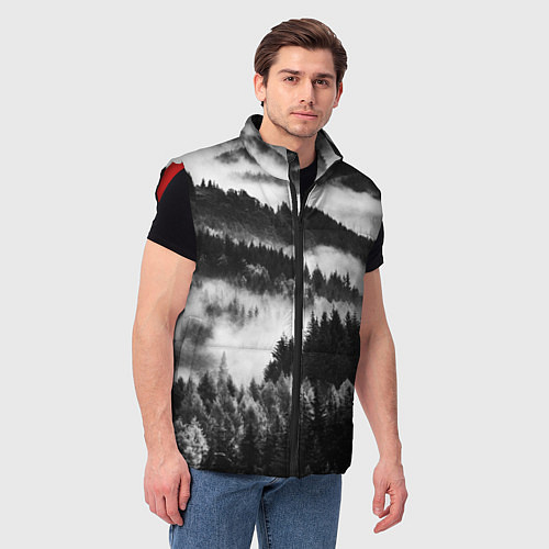 Мужской жилет ТУМАННЫЙ ЛЕС МРАЧНЫЙ ЛЕС / 3D-Красный – фото 3