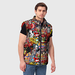 Мужской жилет Логотипы Аниме Мультиков, цвет: 3D-красный — фото 2