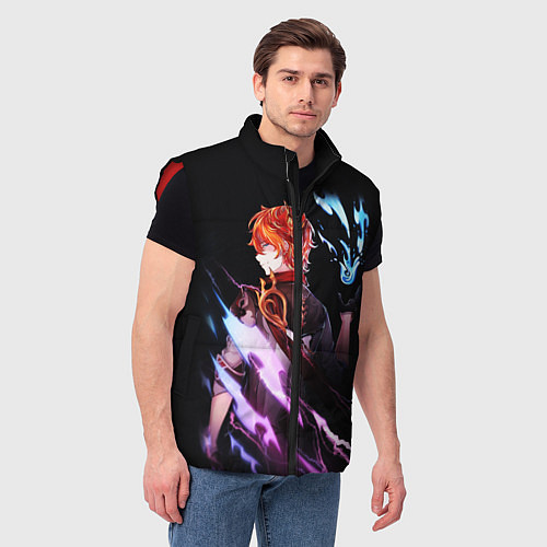 Мужской жилет ТАРТАЛЬЯ - GENSHIN IMPACT NEON / 3D-Красный – фото 3