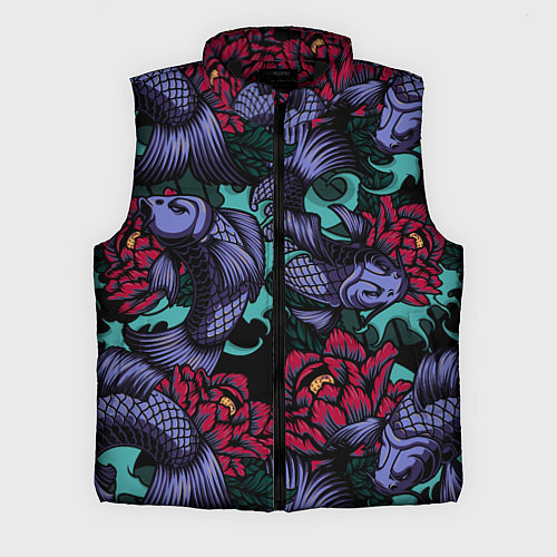 Мужской жилет Японские карпы / 3D-Черный – фото 1