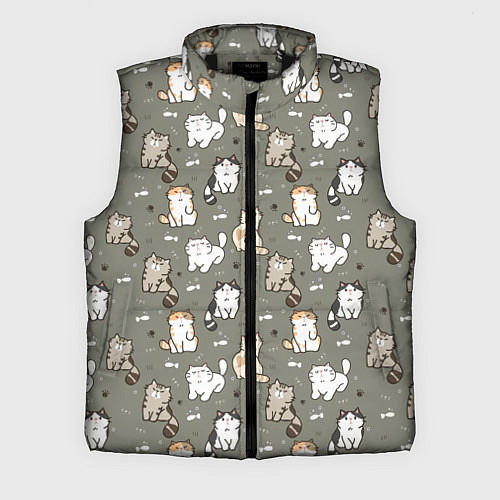 Мужской жилет Кошечки с рыбками / 3D-Черный – фото 1