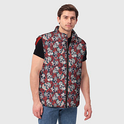 Мужской жилет Черепа в Розах, цвет: 3D-красный — фото 2