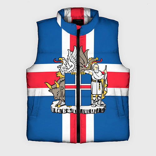 Мужской жилет Флаг и Герб Исландии / 3D-Светло-серый – фото 1