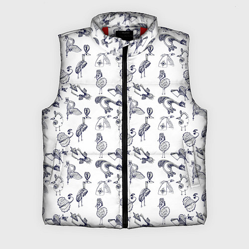 Мужской жилет Скетч сказочные птицы / 3D-Красный – фото 1
