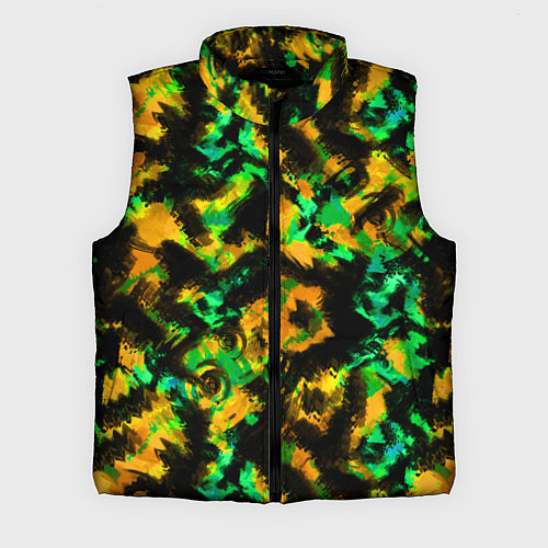 Мужской жилет Абстрактный желто-зеленый узор / 3D-Черный – фото 1