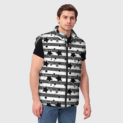 Мужской жилет Черно-белый полосатый узор, цвет: 3D-светло-серый — фото 2