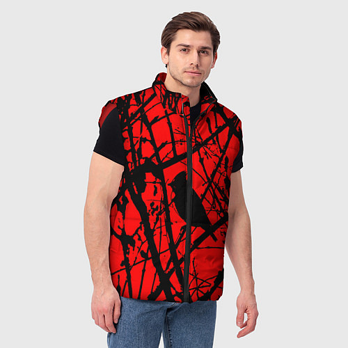 Мужской жилет Хоррор Мрачный лес / 3D-Красный – фото 3