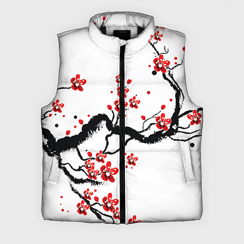 Мужской жилет САКУРА ЦВЕТЁТ И БЛАГАУХАЕТ / 3D-Черный – фото 1
