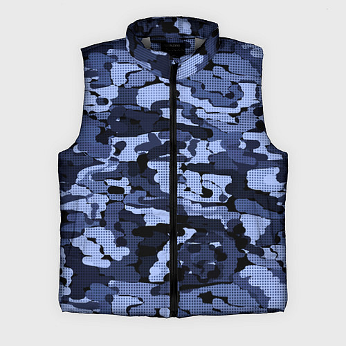 Мужской жилет Синий камуфляж в клетку / 3D-Светло-серый – фото 1
