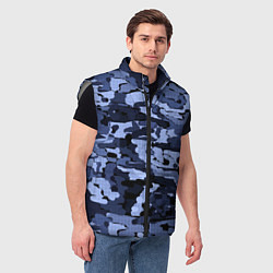 Мужской жилет Синий камуфляж в клетку, цвет: 3D-светло-серый — фото 2