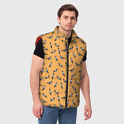 Мужской жилет Голуби паттерн на желтом, цвет: 3D-красный — фото 2