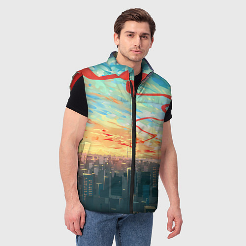 Мужской жилет Токио красками / 3D-Красный – фото 3