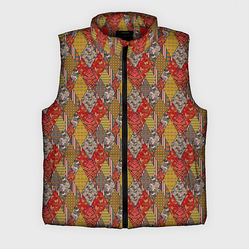 Мужской жилет Осенний пэчворк / 3D-Красный – фото 1
