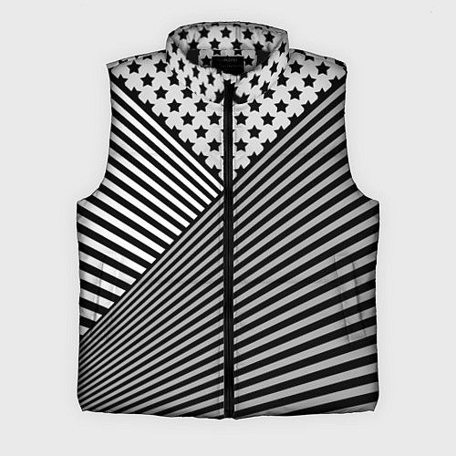 Мужской жилет Полосатый комбинированный узор / 3D-Черный – фото 1