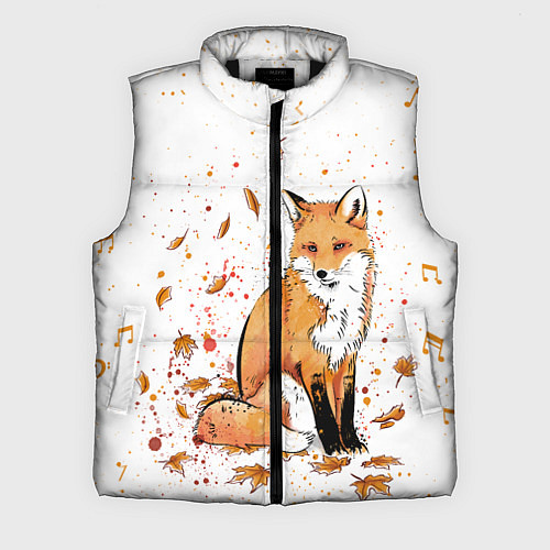 Мужской жилет ЛИСА В ЛИСТЬЯХ ОСЕННЕЕ НАСТРОЕНИЕ FOX IN THE FORES / 3D-Черный – фото 1