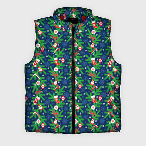 Мужской жилет Новогодние Игрушки на Ёлке / 3D-Красный – фото 1