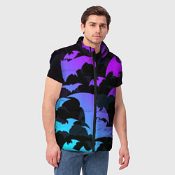 Мужской жилет ЛЕТУЧИЕ МЫШИ ХЕЛЛОУИН НЕОН HALLOWEEN NEON, цвет: 3D-черный — фото 2