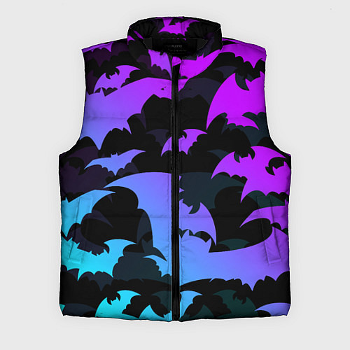 Мужской жилет ЛЕТУЧИЕ МЫШИ ХЕЛЛОУИН НЕОН HALLOWEEN NEON / 3D-Черный – фото 1