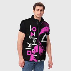 Мужской жилет Игра в кальмара красные костюмы, цвет: 3D-черный — фото 2