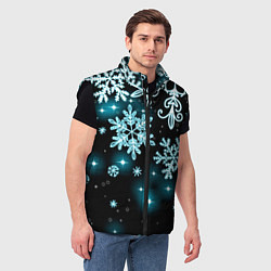 Мужской жилет Космические снежинки, цвет: 3D-черный — фото 2