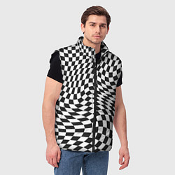 Мужской жилет Черно-белая клетка Black and white squares, цвет: 3D-черный — фото 2