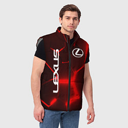Мужской жилет ЛЕКСУС КРАСНЫЕ 3Д ПЛИТЫ, цвет: 3D-светло-серый — фото 2