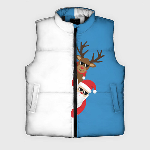 Мужской жилет Крутые Санта и Олень / 3D-Черный – фото 1