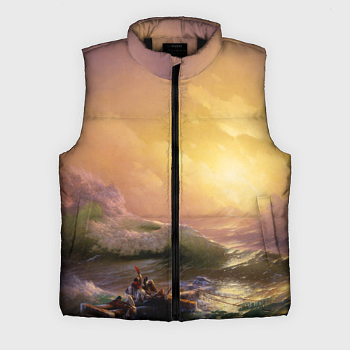 Мужской жилет Шторм в море девятый вал / 3D-Черный – фото 1